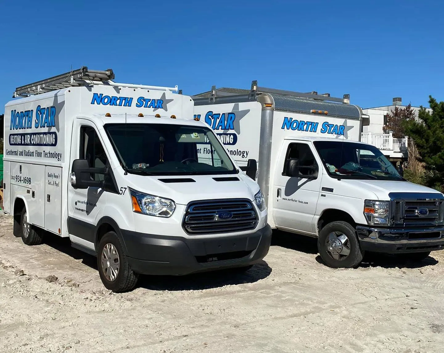 North Star Heating & Air Conditioning service trucks serving Sussex County Delaware and Eastern Shore Maryland